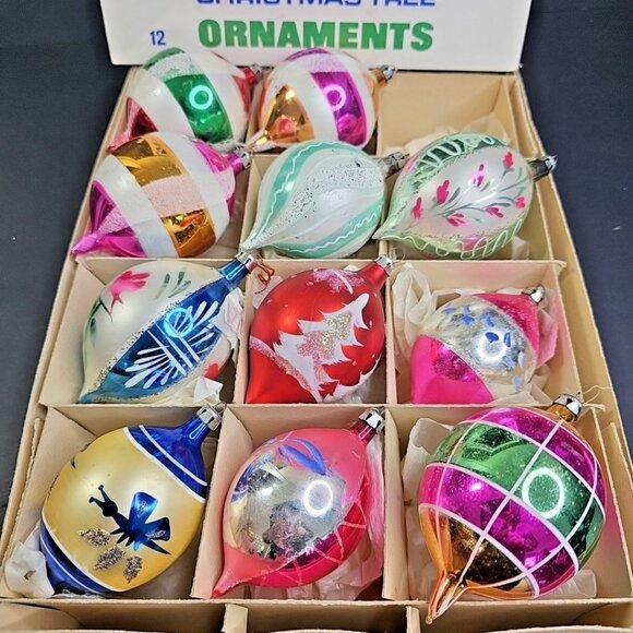 Poland Oblong Christmas Ornaments Baubles 11pcs Vintage Amazing Collection - Picture 1 of 16